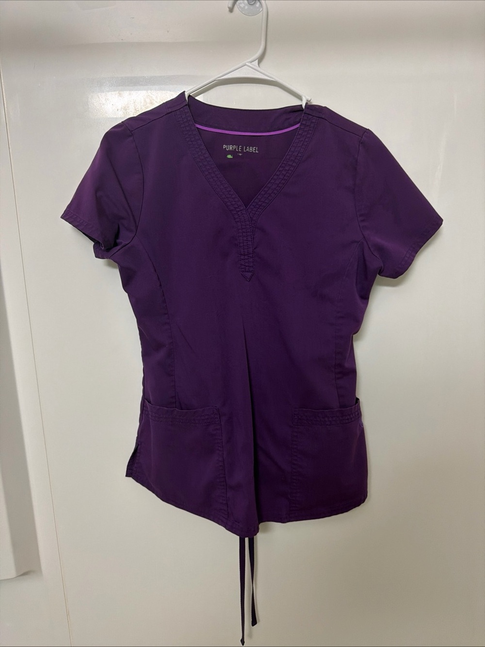 healing hands Purple Label V-Neck Short Sleeve Scrub Top - Deep Purple Read Desc